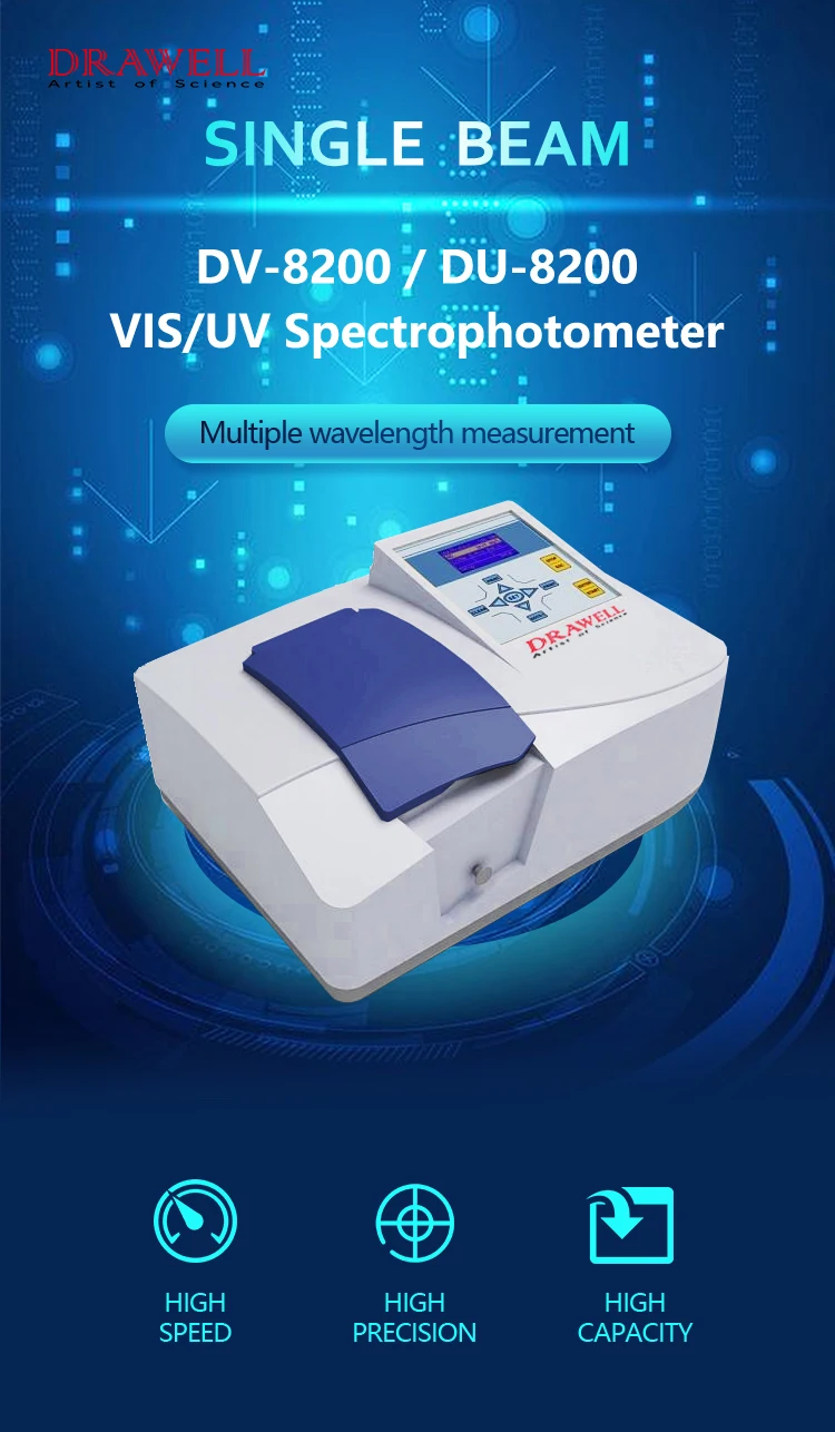 Du8200 Uv Visible Single Beam 2nm Spectrophotometer Manufacturers Uv