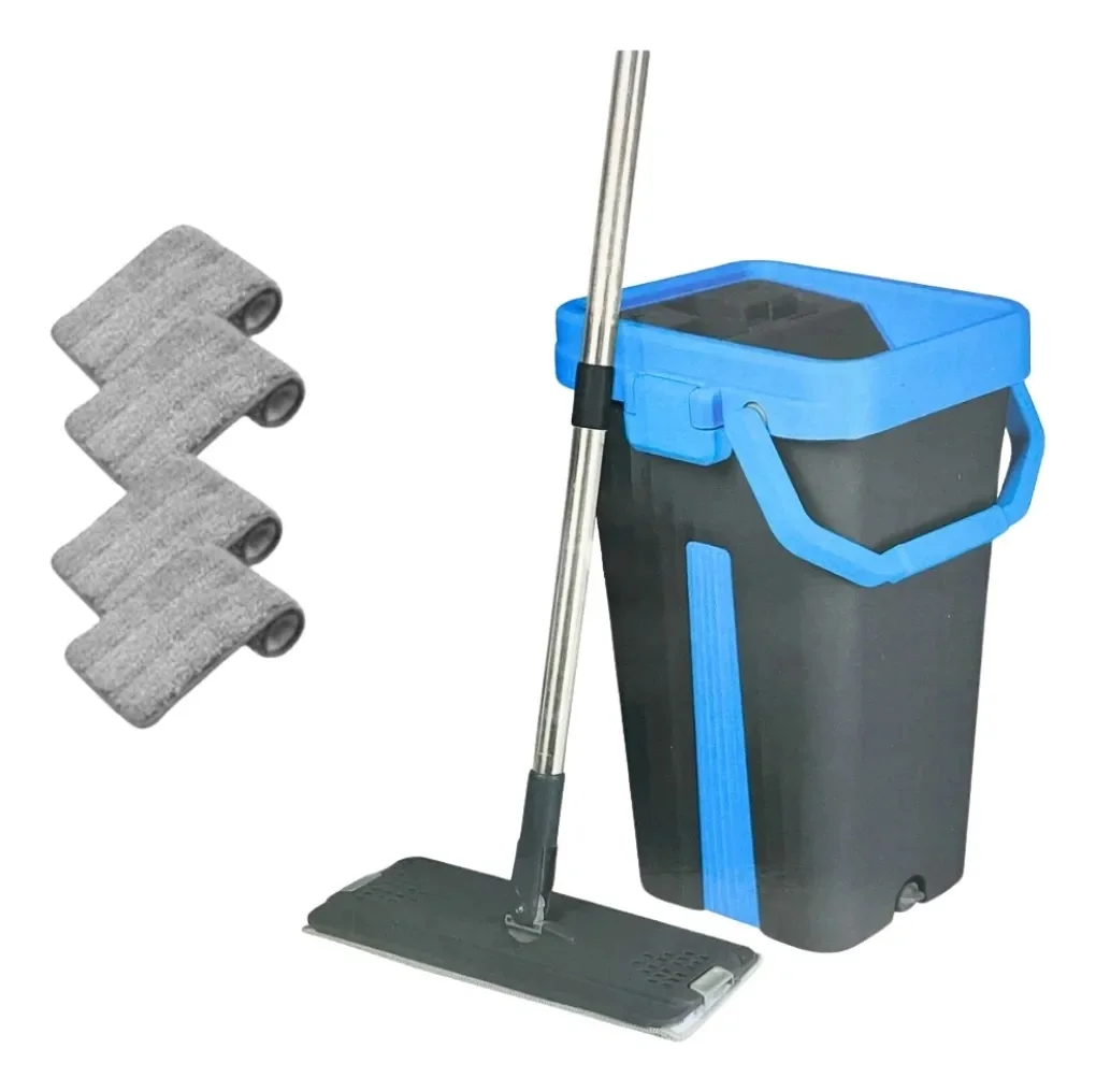 2025 Home Housekeeping Flat Mop Cleaning Kit Steel Self-Cleaning Floor Wiper 6L Magic Dirty Water Separation Hands-Free Squeegee