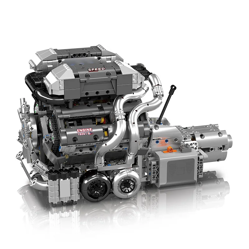 MOULD KING 10201 BUG Supercar W16 Engine with Gearbox Model