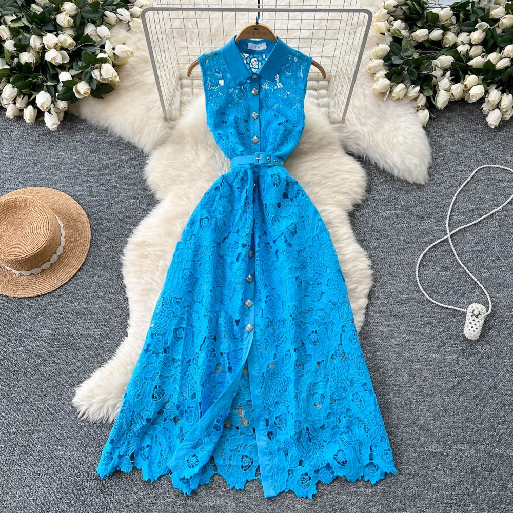 knee length dresses for ladies Chic Spaghetti Straps Split Evening Dresses Lace Sheath Summer Party Dress for Beach main image 1