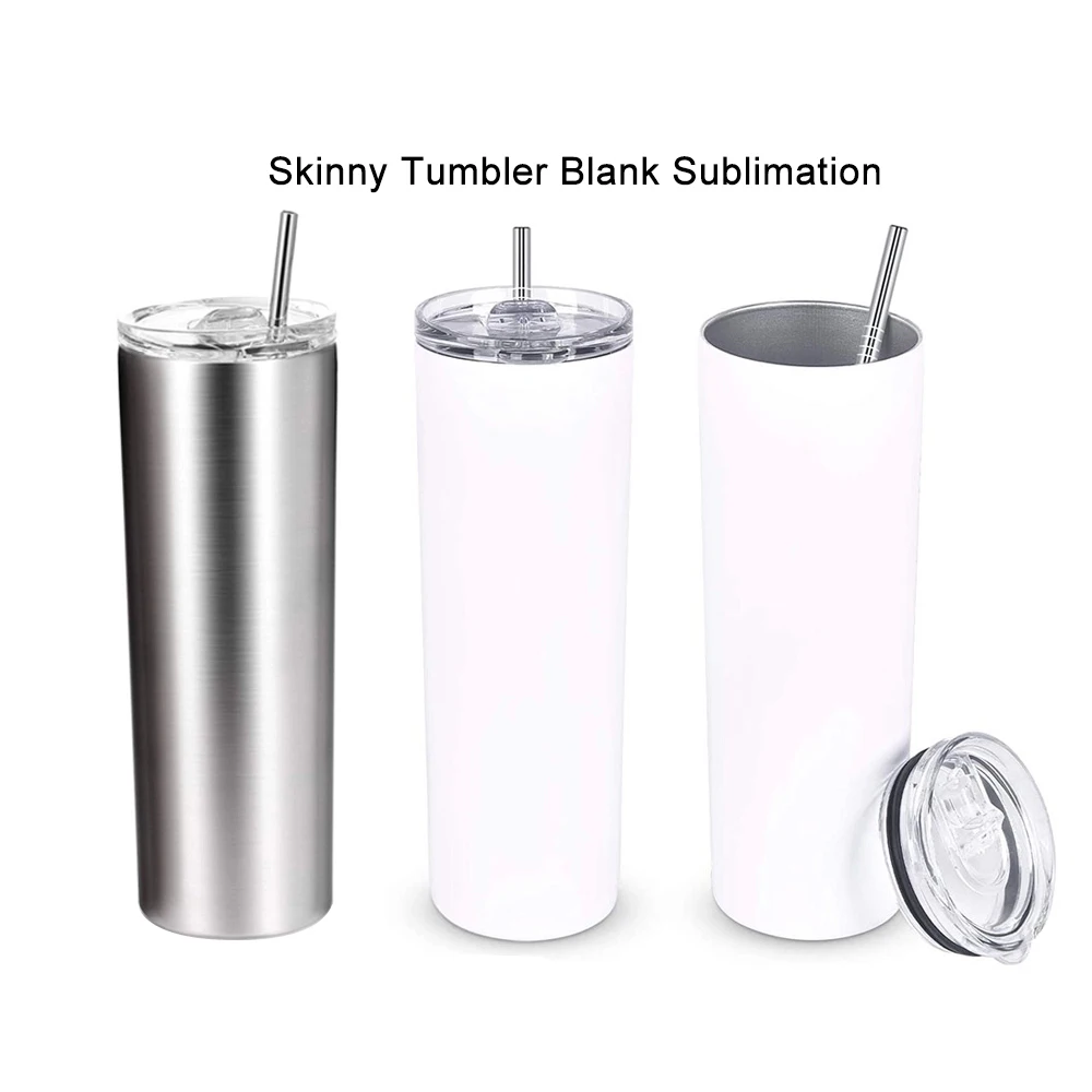 WHITE Sublimation Blank Tumblers; Double Walled Stainless Steel