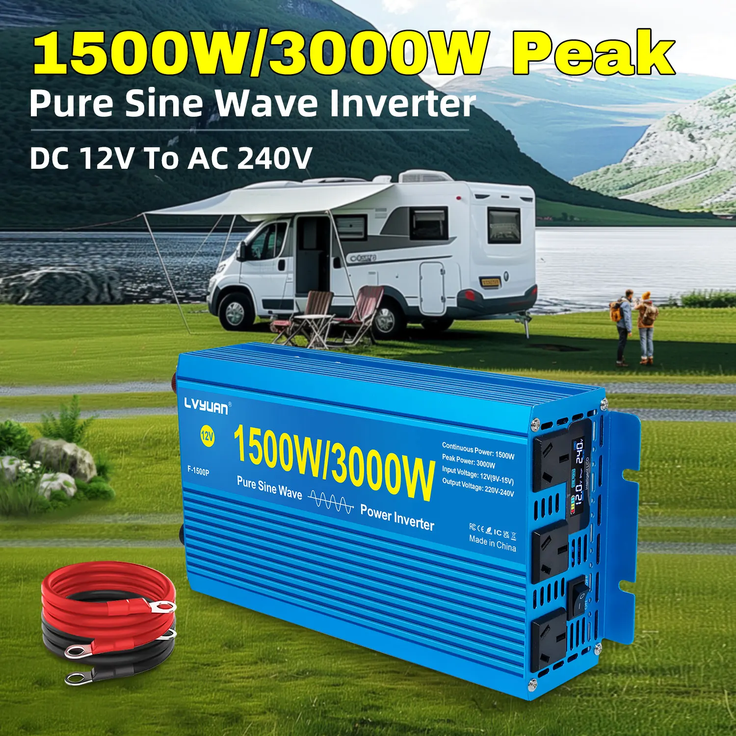 Lvyuan ピュアサイン波インバーター 1500W/3000W 12V 24V 48V 72V 変換器