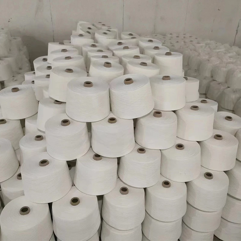 Wholesale 20s 30s Yarn Crochet Hand Knitting 100% Polyester Milk White High Quality Texturized Yarns for Industrial Weaving