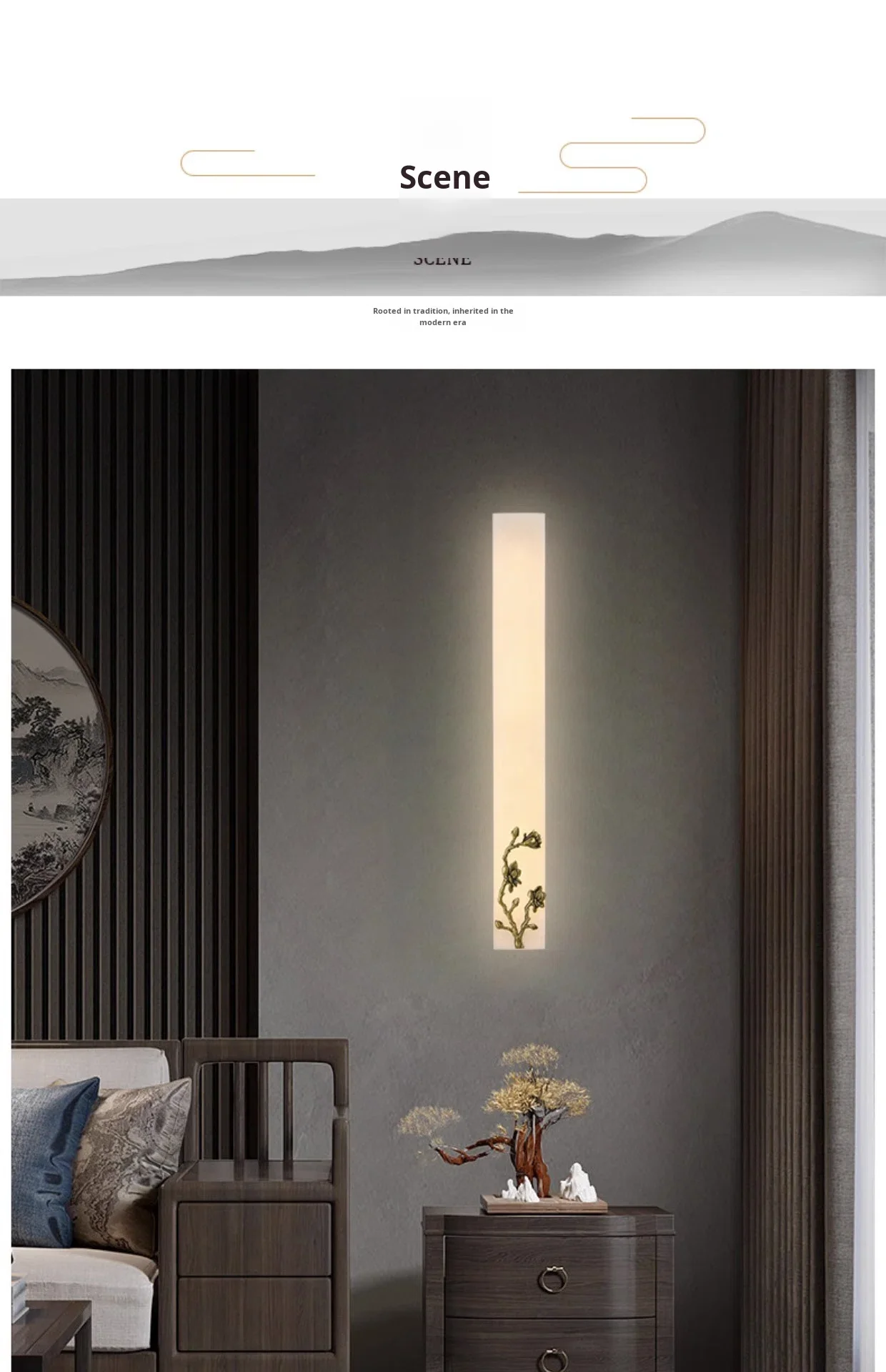product new chinese style long strip led wall lamp aluminum 3000k warm modern living room background decoration slot inlaid high end-6