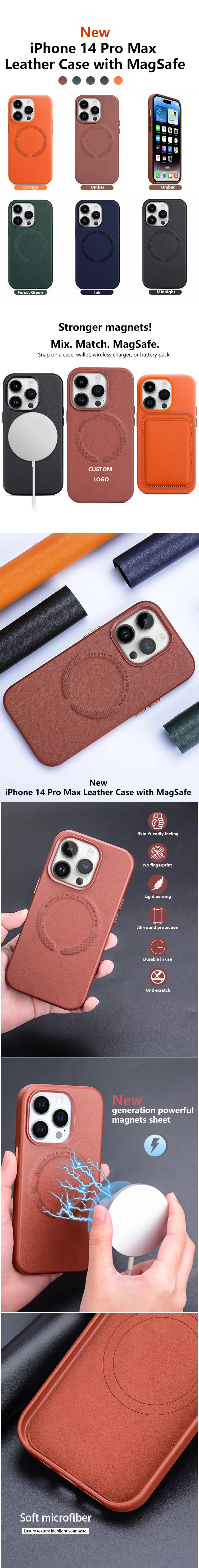 New Arrival Wireless Charging Phone Case Leather Mobile Phone