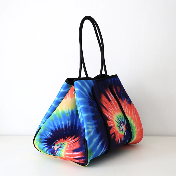 Customized logo Pattern Colors Available Summer Beach Perforated Neoprene Tote Bag Custom Print