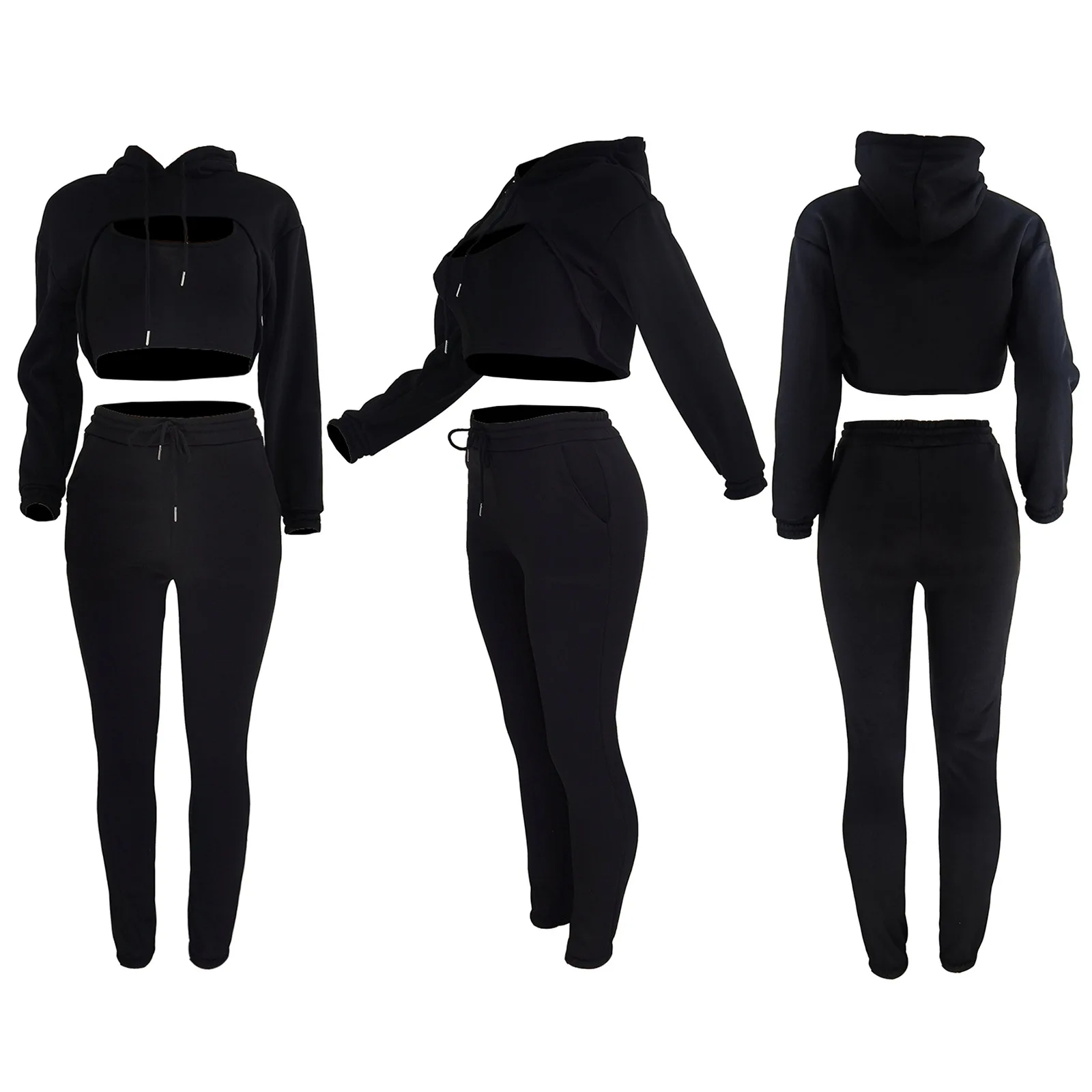 Sweatpants And Hoodie Set Tracksuit Women 3 Two Piece Pants Jogging ...