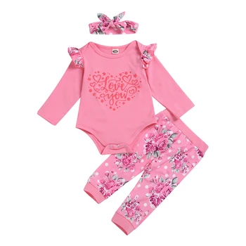 Valentine baby girl clothes boutique 3pcs baby girl clothing set