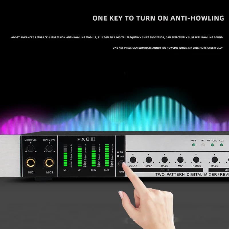 Manchez FX8 - Advanced Stereo Audio Mixer for KTV Karaoke
