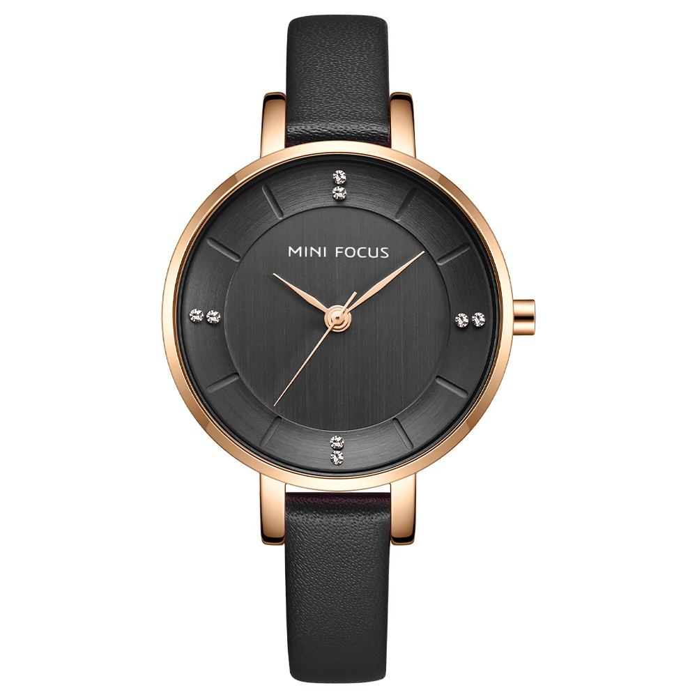 MINI FOCUS the New Listing Latest Quartz Watches for Women Best Price WristWatch 5 ATM Waterproof Genuine Leather Strap MF0255L