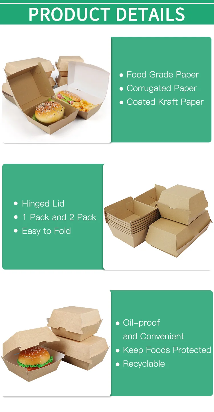 Disposable Takeaway Box Kraft Paper Burger Box Burger Packing Box - Buy ...