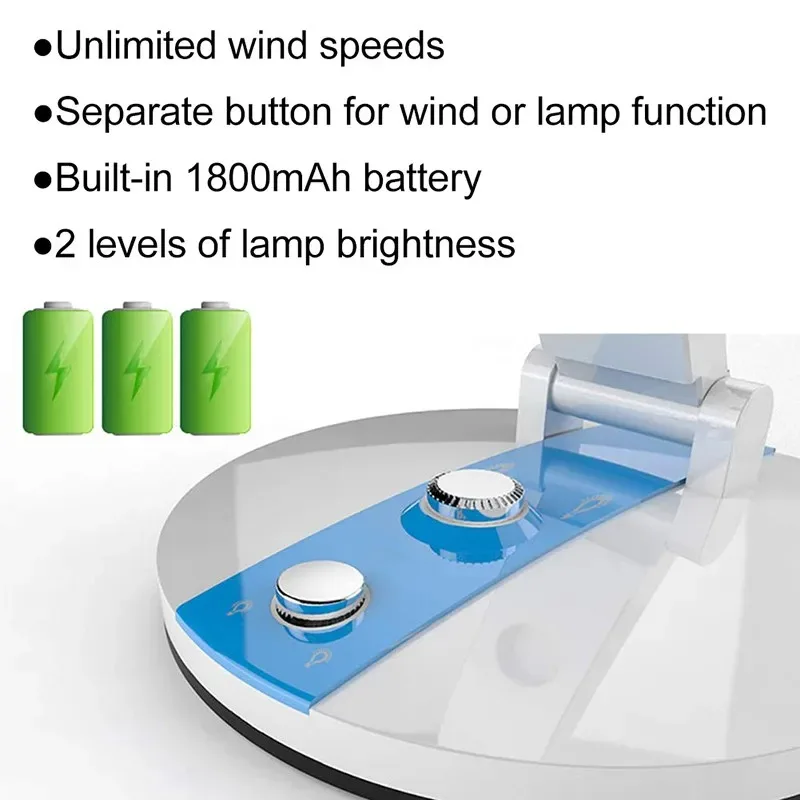 USB Mini Fan Home Desktop Portable Outdoor Cooling FanMultifunction Fan Foldable with LED Light Speed Adjustable