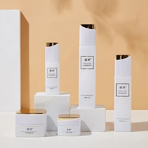 High Quality square Bottle Design with Gold Special Design Lid 20g 50g Jar 40ml 100ml 120ml Pump Bottle