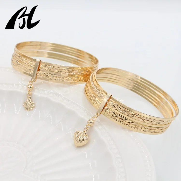 Multi Color Tricolor Day Jewelry 14k 18K Gold Filled Religious Gold  Bangles Semanario En Oro Laminado Tricolor