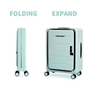 PP Save Space Fold Travel Suitcase 20 24 Inch Popular Style Baggage for Long Trip Waterproof Foldable Rolling Trolley Bag