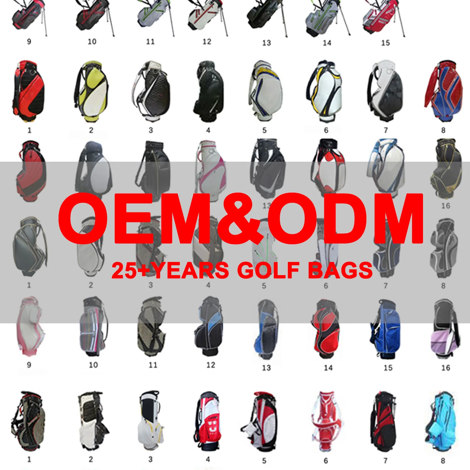 Custom Made Flextech  5-way Organizational Grey Red Embroidery LOGO Durable Nylon Golf Stand Bag