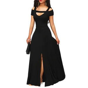 Plus Size Women's V-neck Sexy Split A-Line Solid Dropped Waist Breathable Washable Vintage Casual Floor-Length Dress