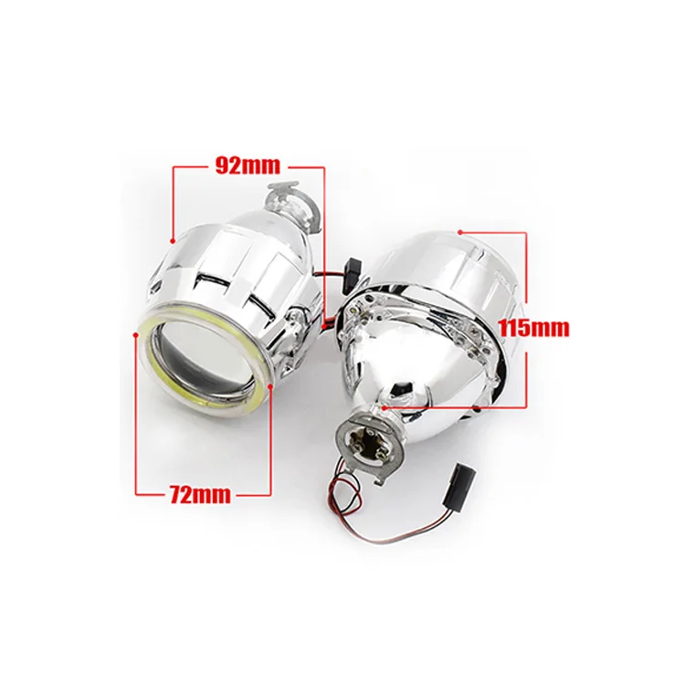 Kit Lentilles Bi-Xénon 2.5 Pouces Angel Eyes LED Bleu - Upgrade Phares H4 H7 Avec DRL, Pour Un Look Moderne Et Lumineux !
