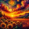 I girasoli delle nuvole d'arte di Van Gogh