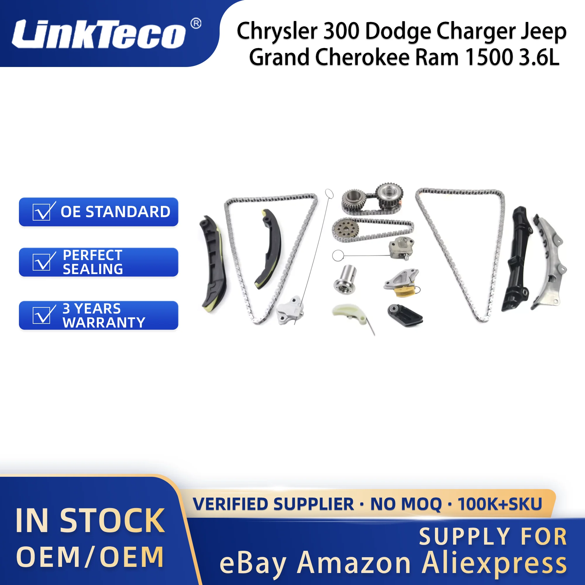 Linkteco Timing Chain Kit for Chrysler 300 Dodge Journey Charger Jeep Grand Cherokee Ram 1500 3.6L Pentastar 2011-2015 5047790AA