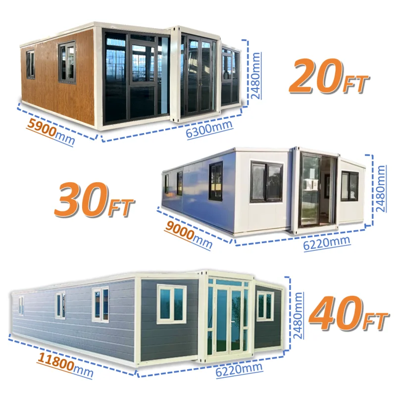 Ready to Ship 20ft Prefabricated Expandable Container House Prefab Mobile Tiny Home 2 3 4 Bedroom with Kitchen and Bathroom