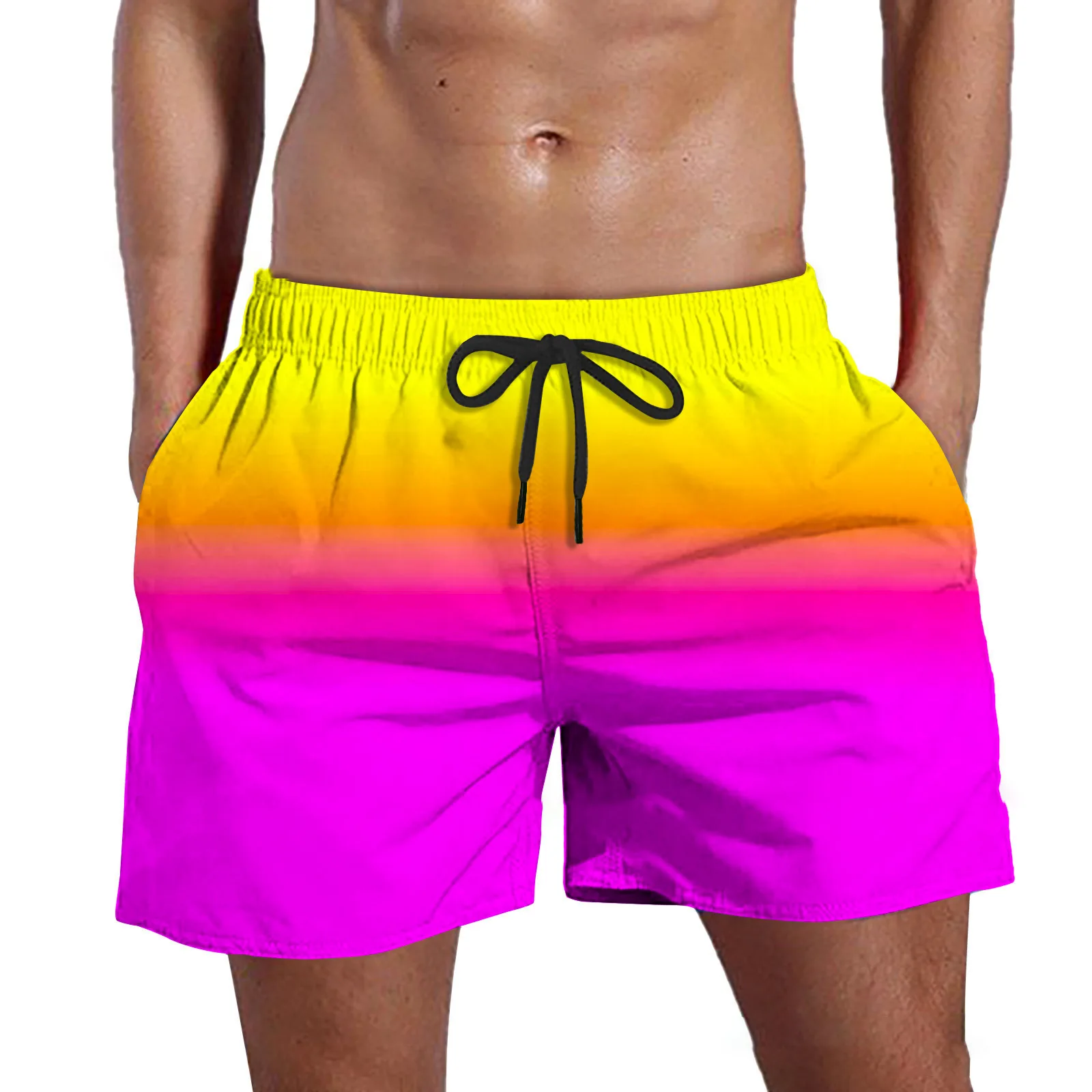 Custom Men's Gradient Swim Trunks Summer Quick Dry Water Resistance Pocket Beach Shor Hawaiian Shor Men Summer915_voghion.com