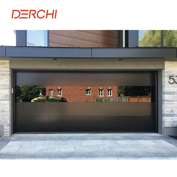 DERCHI Modern Customized Intelligent Operation Garage Gate Steel Sectional Roll up Aluminum Glass Garage Doors