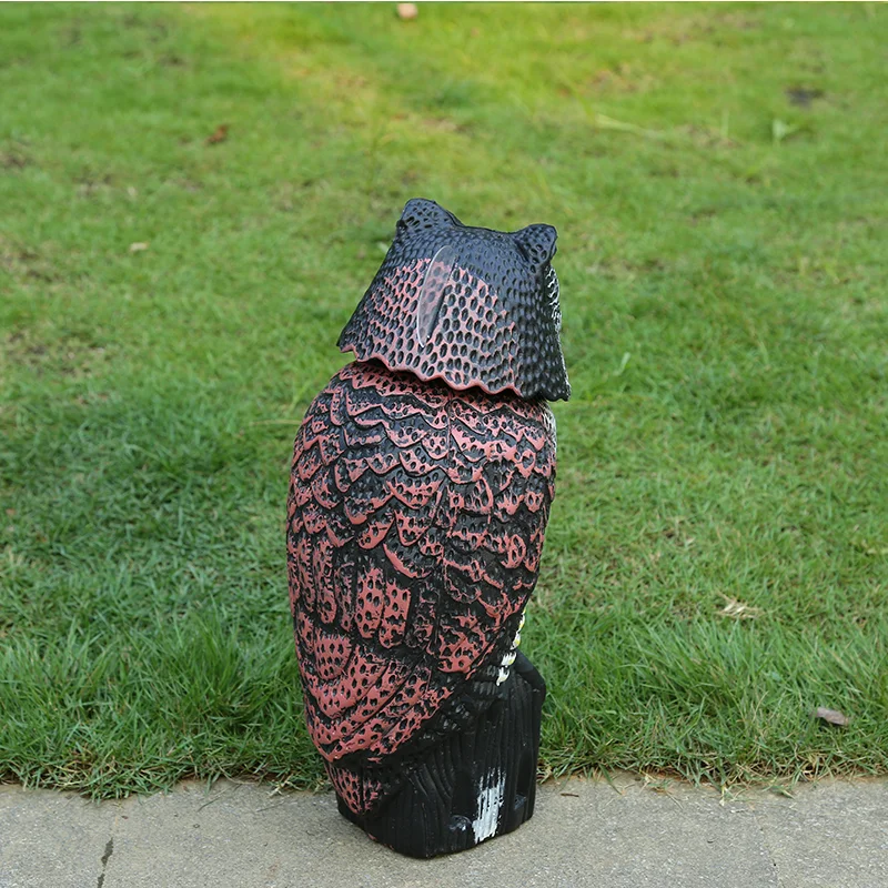 The Head With Sound Scarecrow Owl Decoy Statue To Scare Birds Away