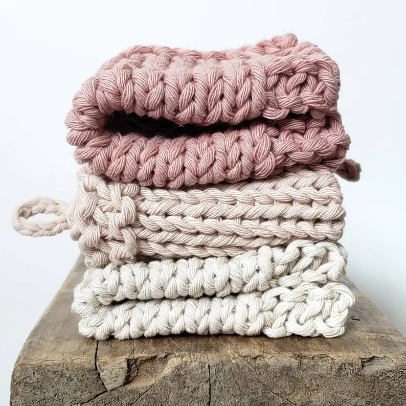 Crocheted Cotton Washcloths the Neutrals 