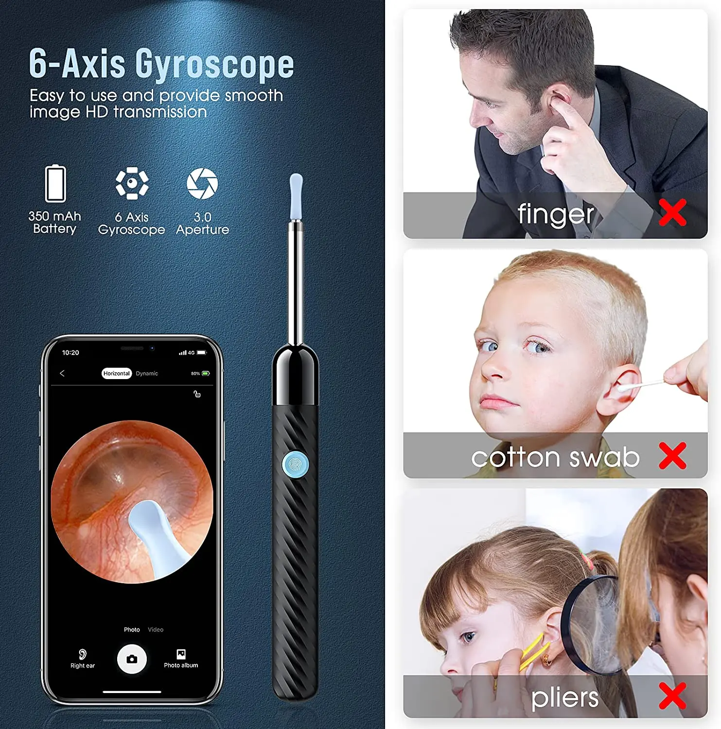 X6 Earwax Removal Wifi Ear Cleaning Otoscope Integrated Wireless
