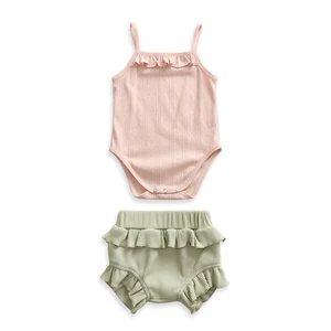 New Baby Clothing Infant Girls Romper Baby Shorts 2pcs Clothes Set Climbing Suit Sling Lovely Baby Girl Outfit