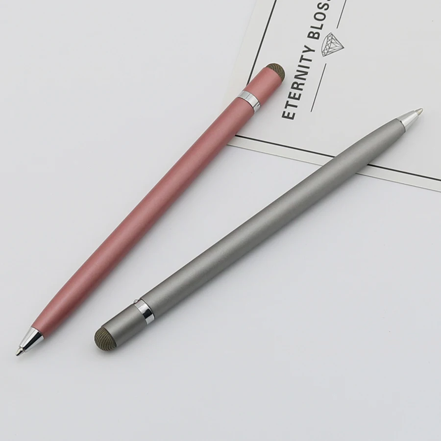 No Clip Round  Metal Ball Pen With Stylus Logo Pen  Custom Brand Pen