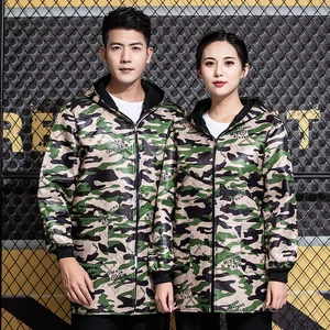 Fleece-lined Camouflage  Polyester Coat Wholesale Anti-fouling Windproof Porter Dust-proof Clothing Men's Women's Hooded