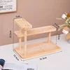 Three-tier long tray shelf [natural wood color]