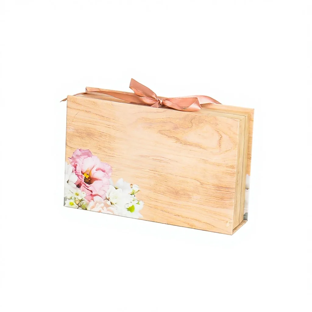 Custom Premium Logo Luxury Large Matte Rigid Paper Cardboard Book Shape Flip Box Empty Gift Box Packaging with Ribbon Handle