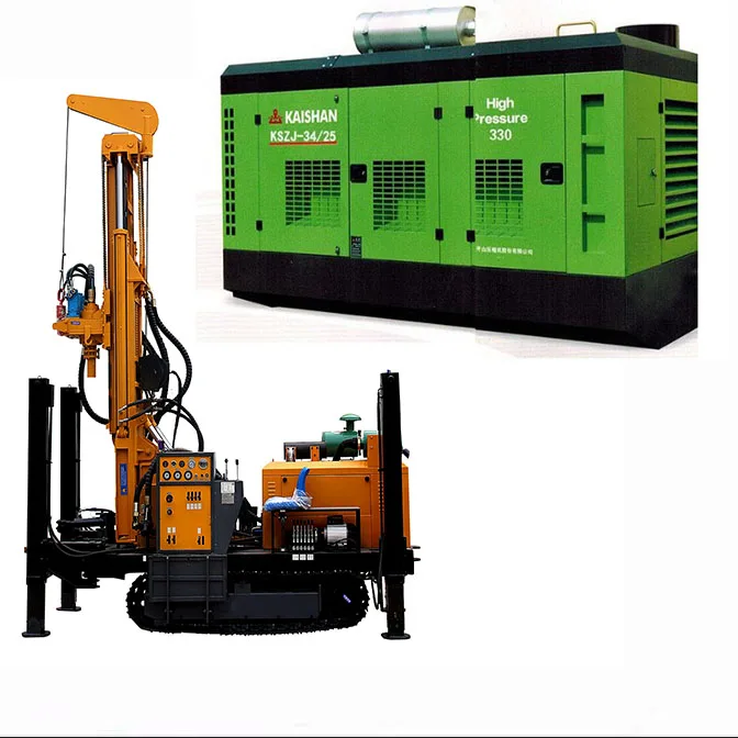 
 High quality 300m water well drilling rig with mud pump and air compressor