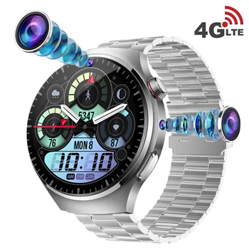 2024 B14 4G Smart Watch BT Call Wifi GPS Tracker Waterproof Dual Cameras HD Video Call Men Android Smartwatch 700mah Battery