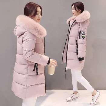 Invierno 2022 Women's Warm fur Hooded Cotton-padded Clothes Slim Long Winter puff Jackets ropa para mujer Down Coats for women