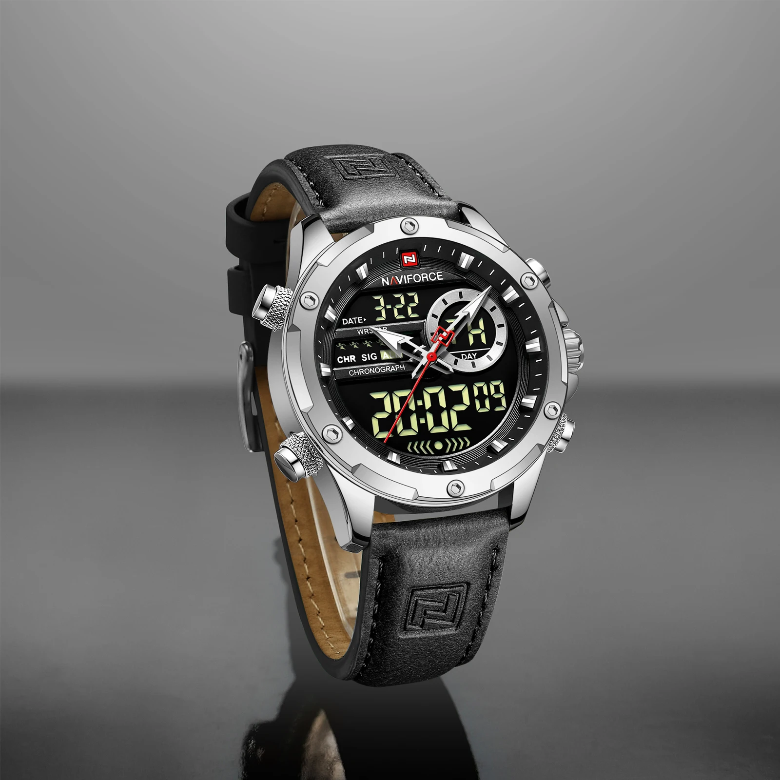 NAVIFORCE 9208 Men's Sport Quartz Analog & Digital Watch with