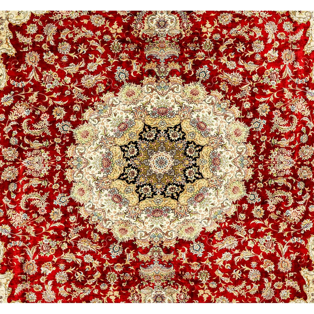 Yuxiang 9'x12' Beautiful Floral Large Red Rug Persian Style Carpet
