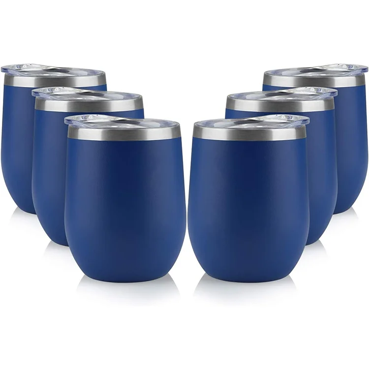 Wholesale Custom Custom Logo Personalized 12oz Double Walled Stainless Steel Insulated Eco-Friendly Stemless Wine Tumbler Party