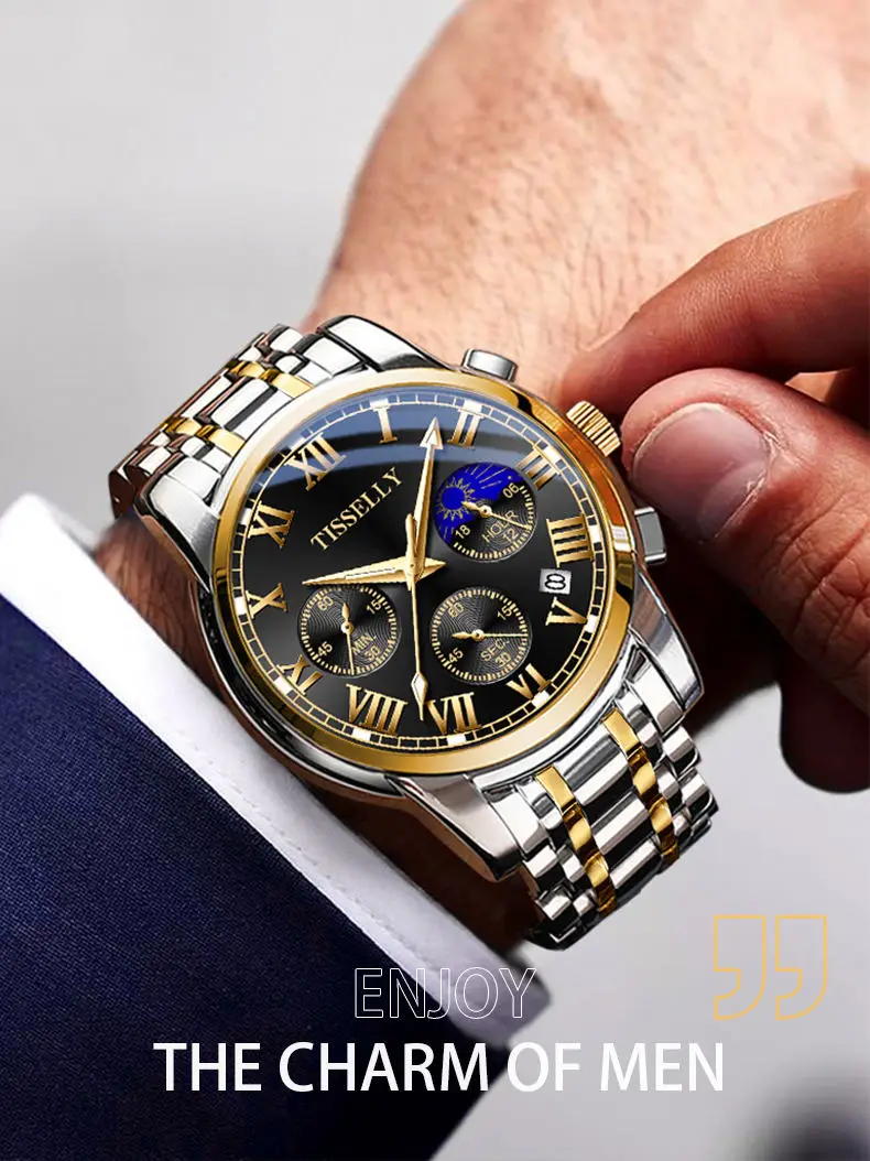 Top Luxury Brand Quartz Men Wristwatch Waterproof Jam Tangan Leather ...