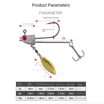CHEERY 7-15g Stinger Overturned Hook Primary Color Lead Blood Groove Integrated Steel Wire Golden Noise Piece Ocean Boat Fishing – Hooks – view 4