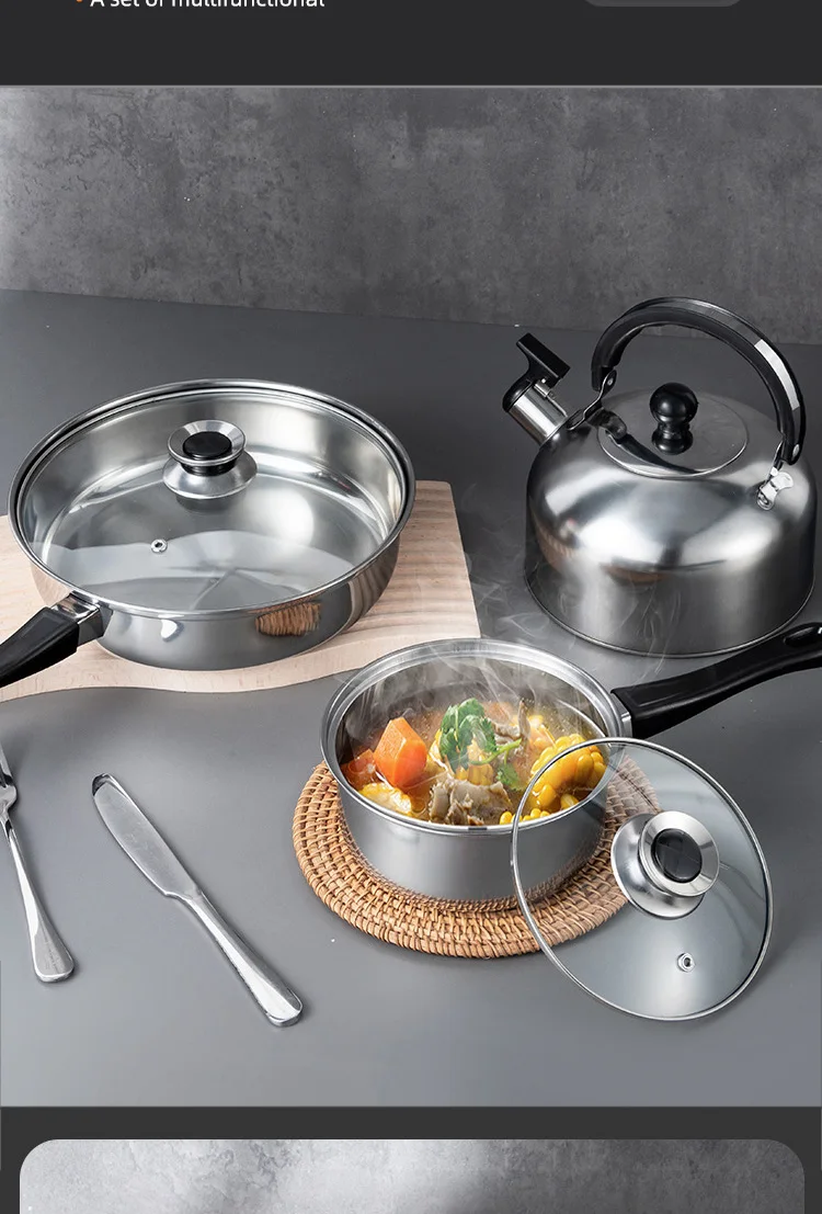 New Arrival Cookware Sets 12 Pcs Stainless Steel Kitchen Soup Pot