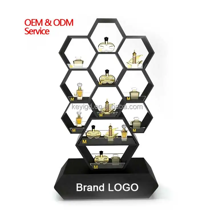 Customized Modern Luxury Black Wooden Perfume Bottle Storage Rack