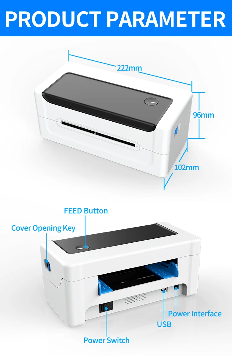 GTCODESTAR USB Thermal Label Printer 4x6 Shipping Bluetooth Printer Wireless Shipping  Address Sticker Printer with Label Holder