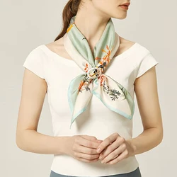 Printing pattern square satin natural silk women scarf customised real silk scarf