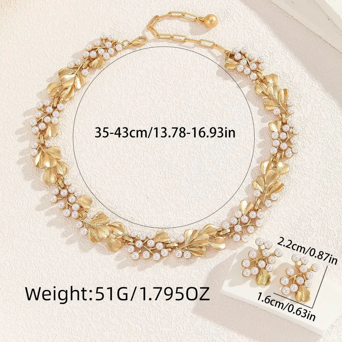 Gold Plated Retro French Necklace Earrings Set