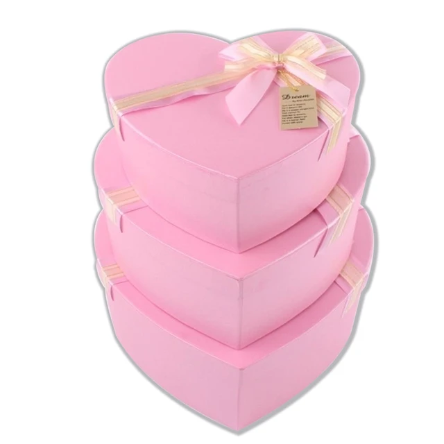 Luxury Custom Cardboard Packaging Valentines Day Christmas Heart Shaped Gift Box with Ribbon for flower box