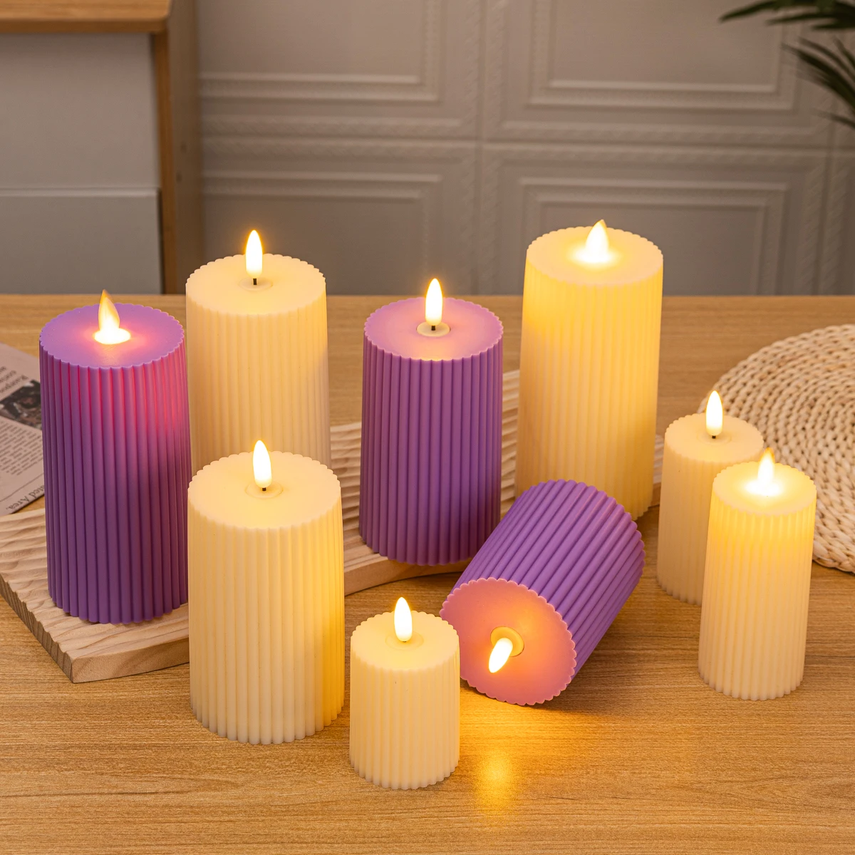 Retro gear candles flameless LED candles plastic home decor desktop ornaments atmosphere lights festive Christmas decorations